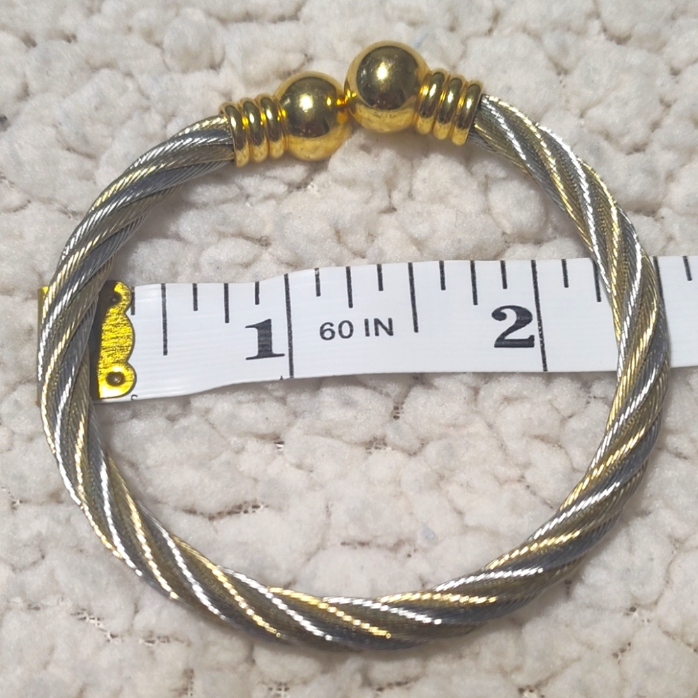 Twisted Cable Bangle Bracelet Two Tone - image 5